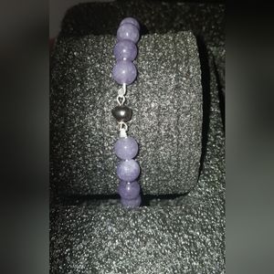 Natural peacock pearl and amethyst  bracelet